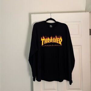 Thrasher Black and Yellow Long Sleeve Tee Iconic Skatewear